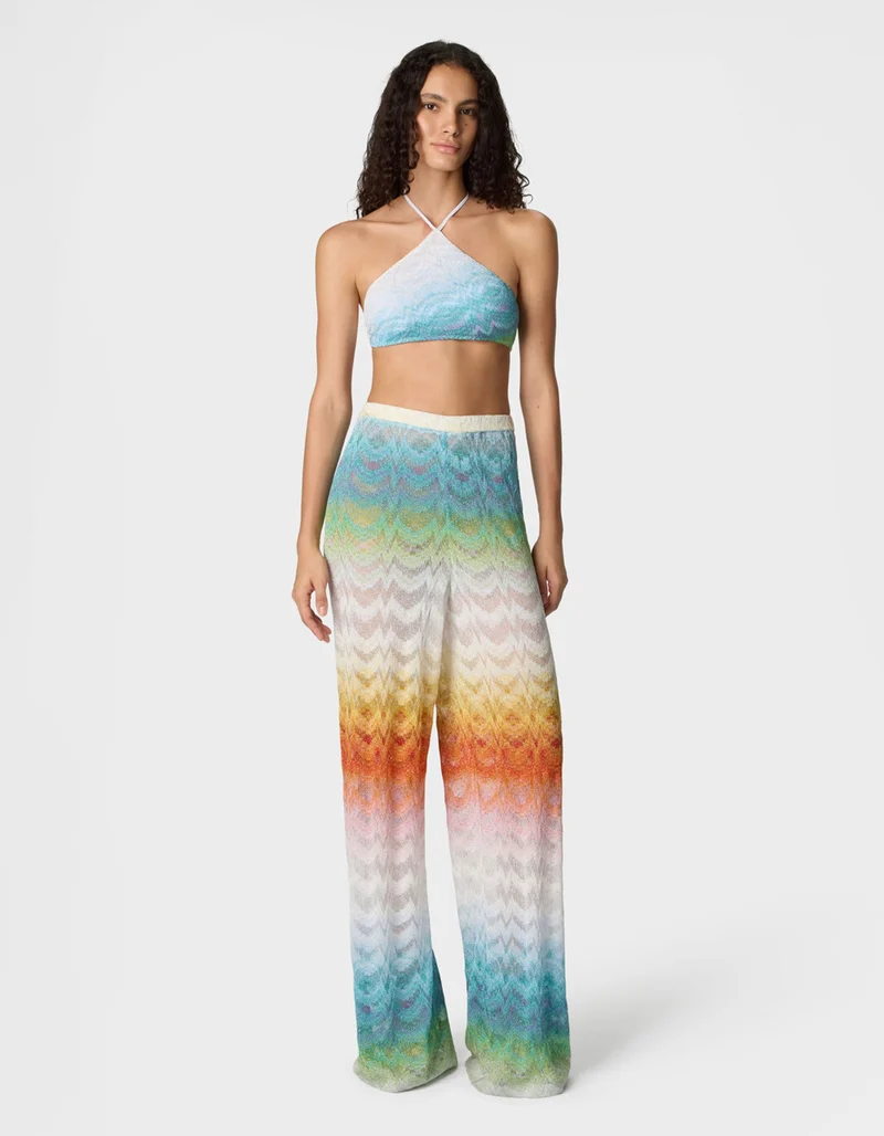 Wide-Leg Hose aus Lamé-Viskose