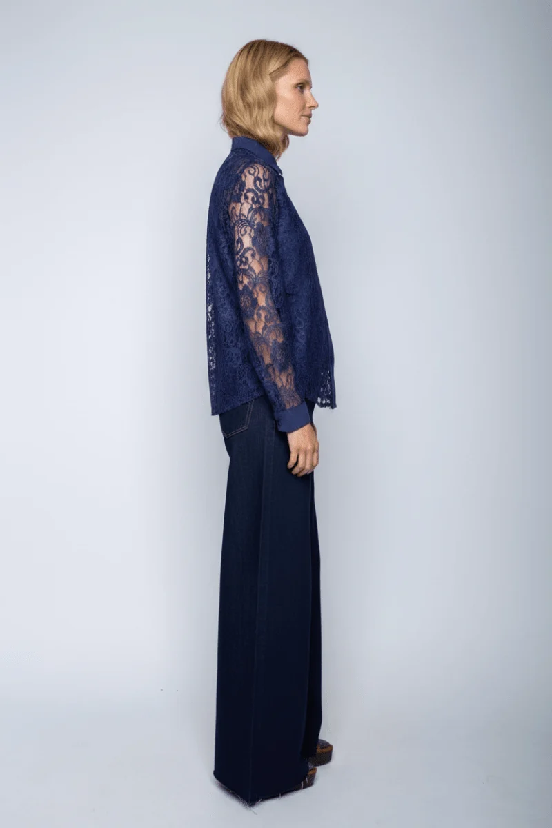 Emily Van Den Bergh Bluse Navy Lace