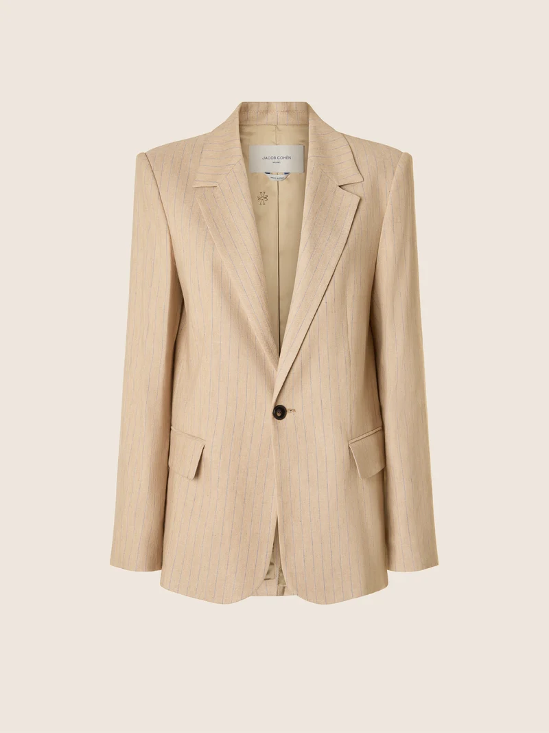 Stretch Viscose-Linen Canvas Blazer