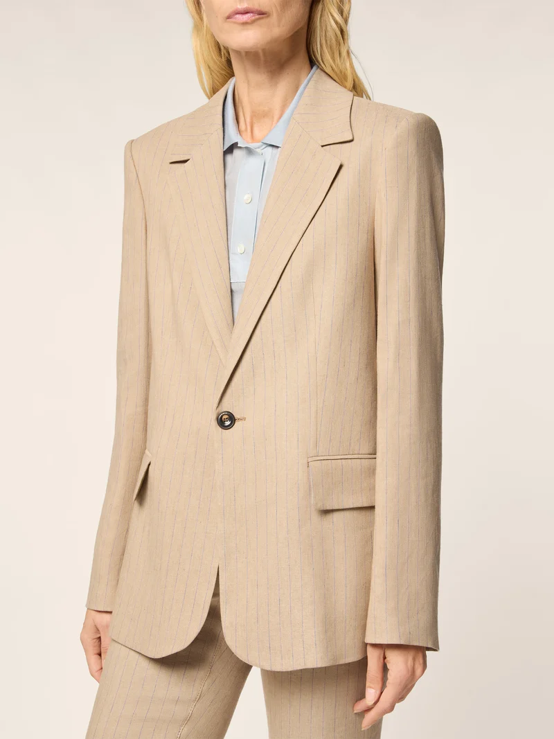 Stretch Viscose-Linen Canvas Blazer