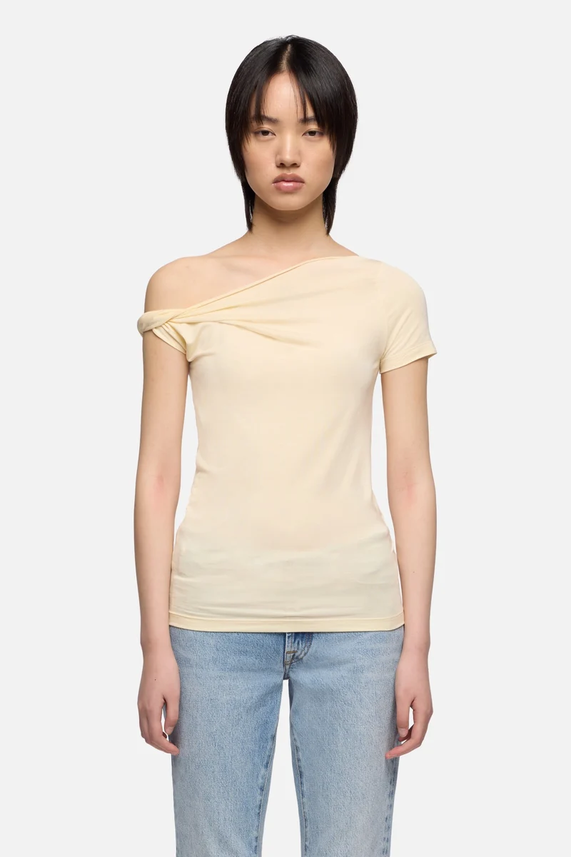 TWISTED SHOULDER TEE in Lyocell Glaze