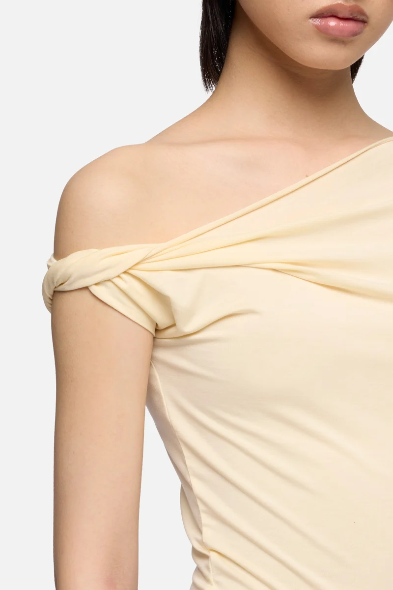 TWISTED SHOULDER TEE in Lyocell Glaze