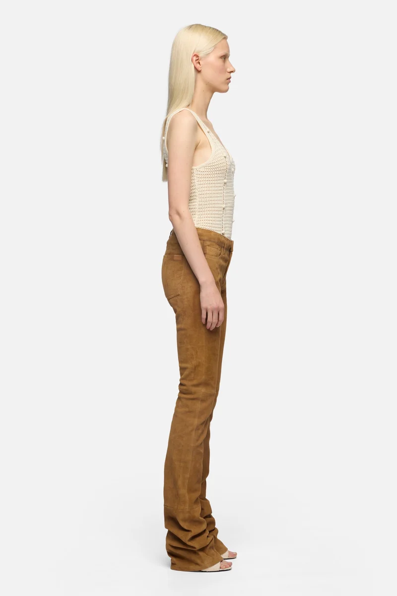 LOW SKINNY BOOT in Suede Caramel