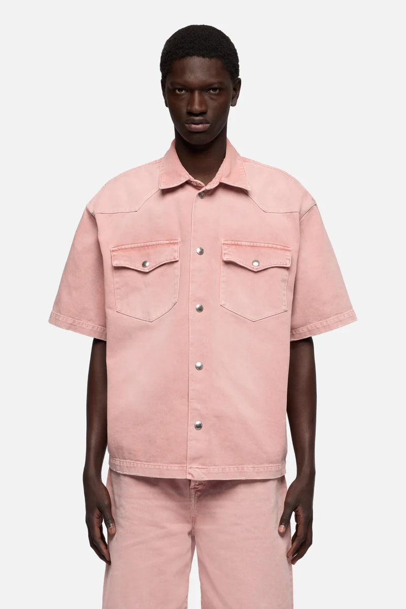 SHORT SLEEVE WESTERN OVERSHIRT in MANKIND Quartz