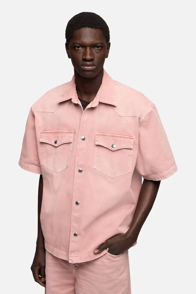 SHORT SLEEVE WESTERN OVERSHIRT in MANKIND Quartz