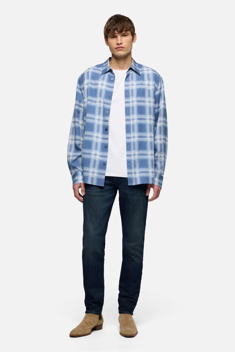 CLASSIC BUTTON UP SHIRT in Fluid Blue Check