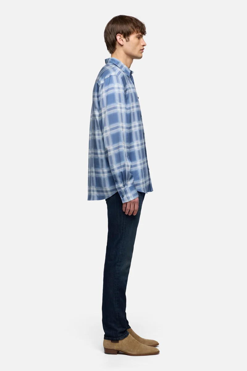 CLASSIC BUTTON UP SHIRT in Fluid Blue Check