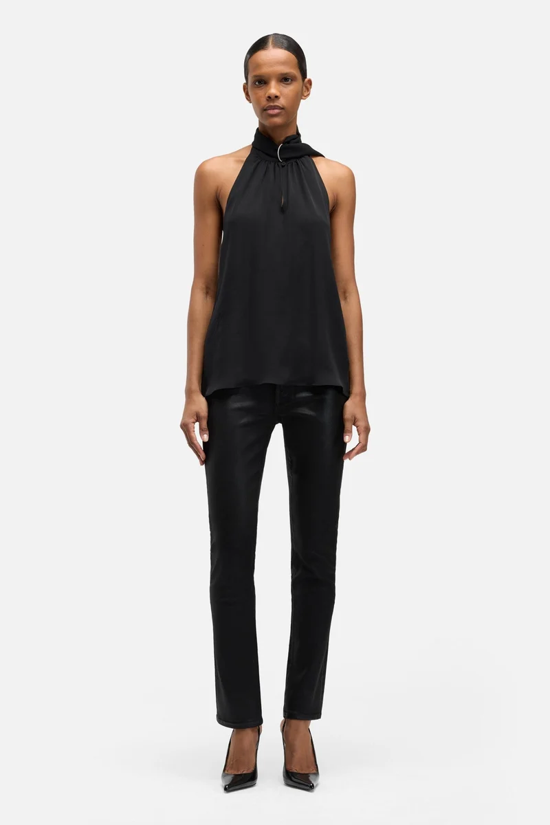 LOW SKINNY in Coated Slim Illusion Black