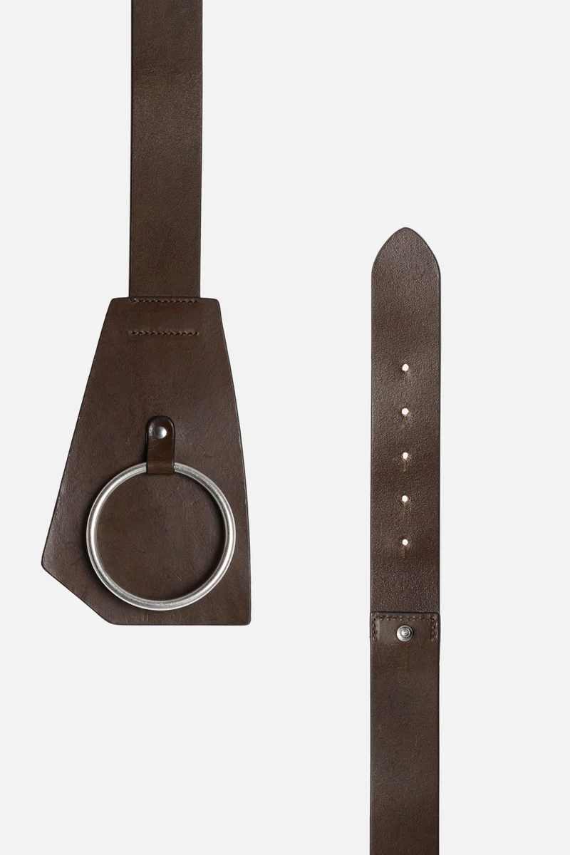 ASYMMETRIC WAIST BELT in Leather Brown
