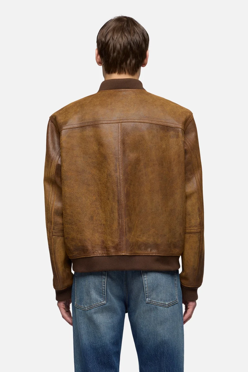 BOMBER JACKET in Leather Pecan