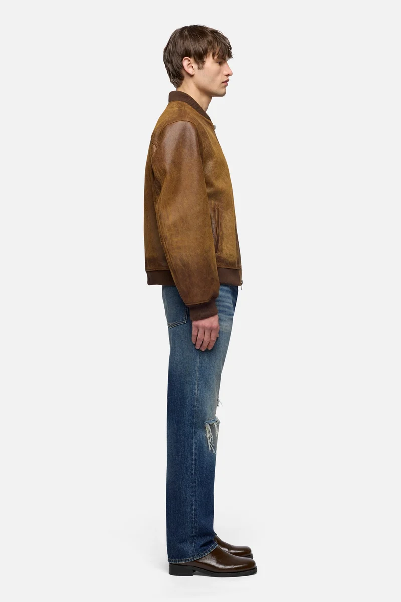 BOMBER JACKET in Leather Pecan