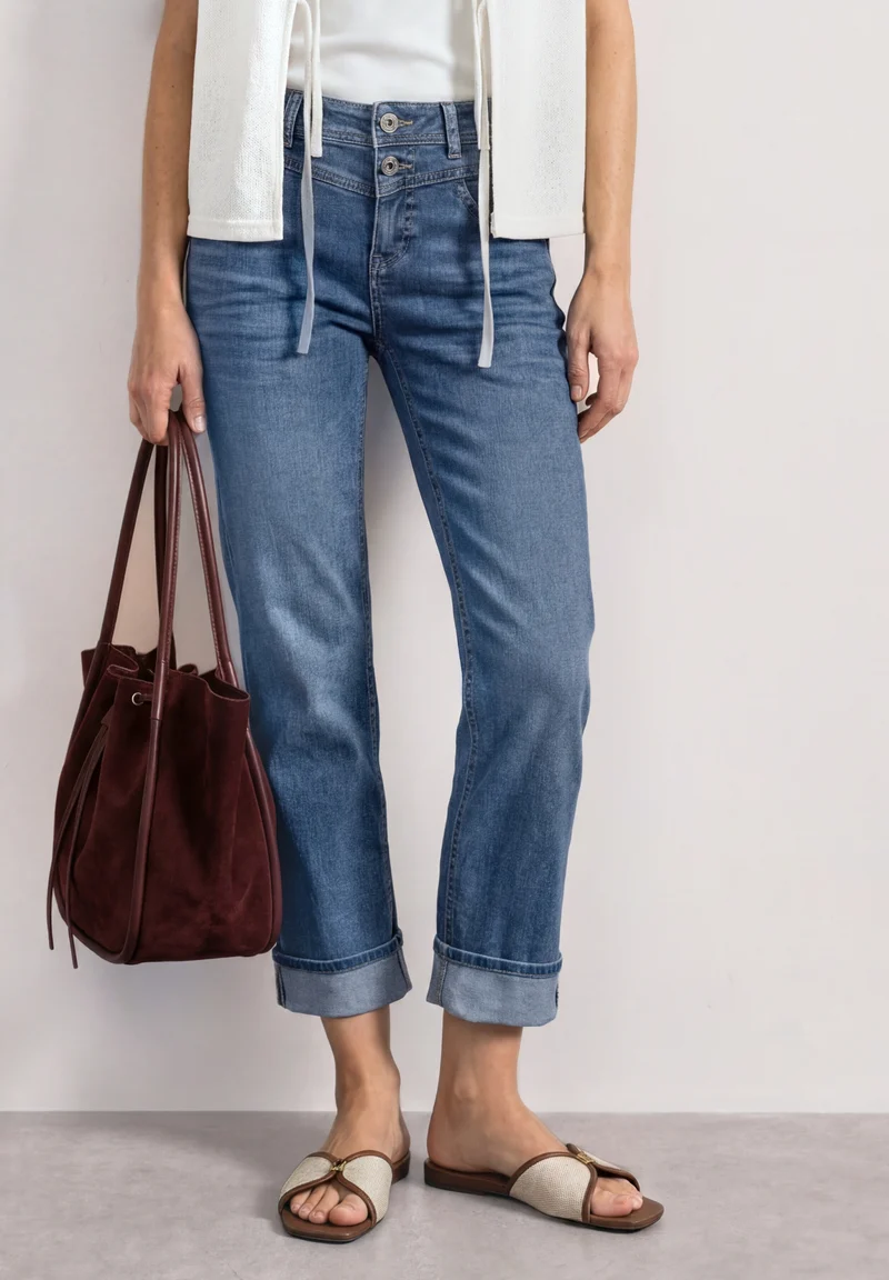 QR Style Amalia Straight Leg,m, Mid Blue Authentic washed