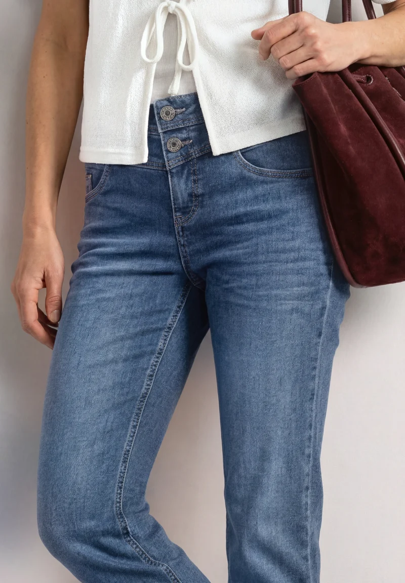 QR Style Amalia Straight Leg,m, Mid Blue Authentic washed