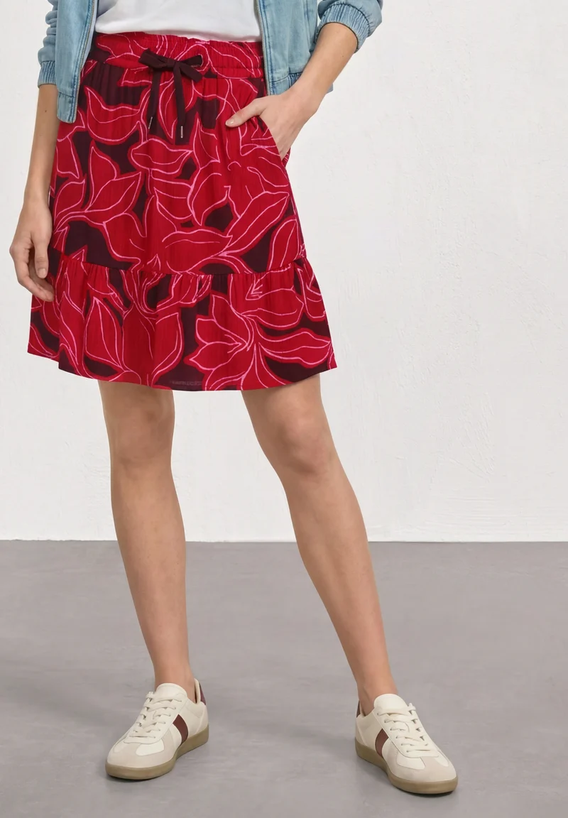 Skirt Volant_AOP, salsa red