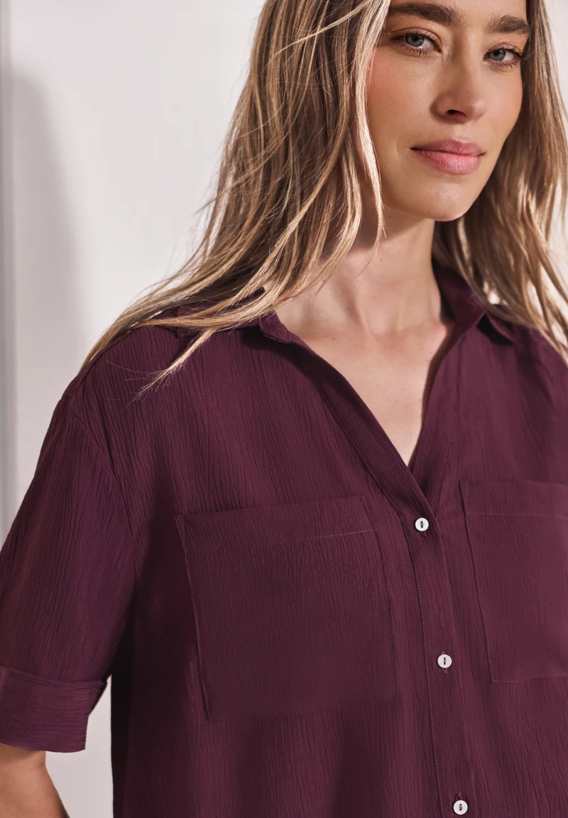 LTD QR Buttoned shirtcollar bl, rustic rouge