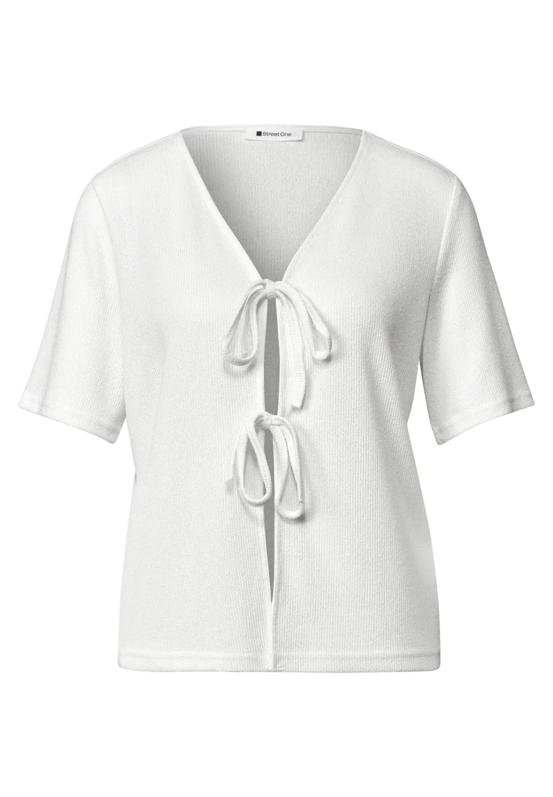 short knit look jacket w.strin, off white