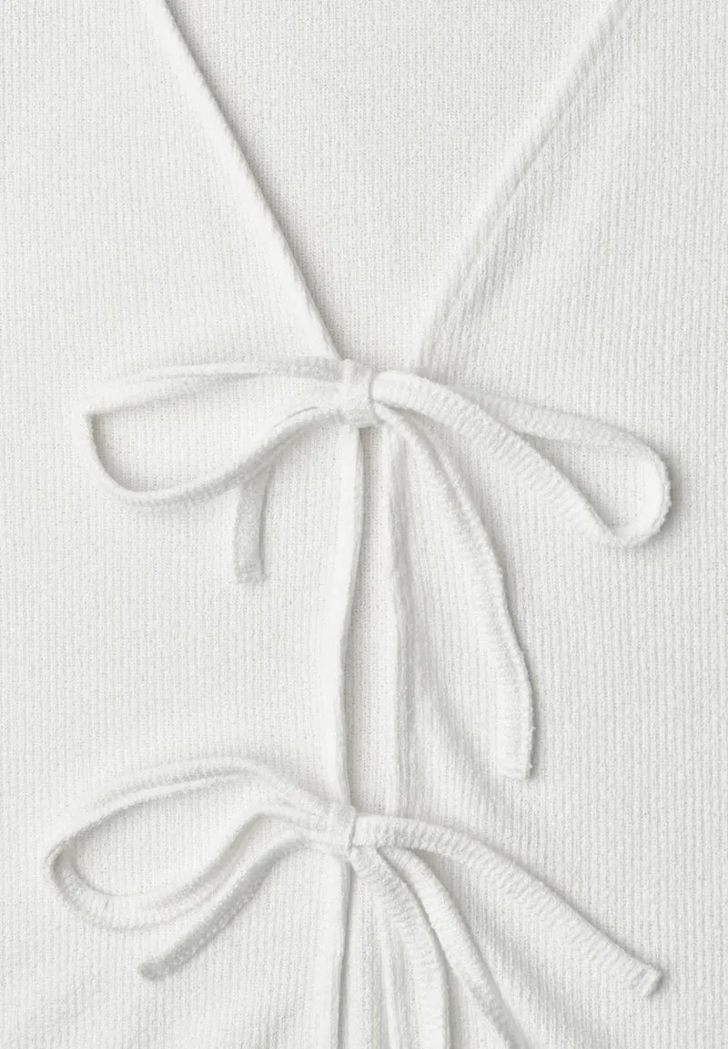 short knit look jacket w.strin, off white