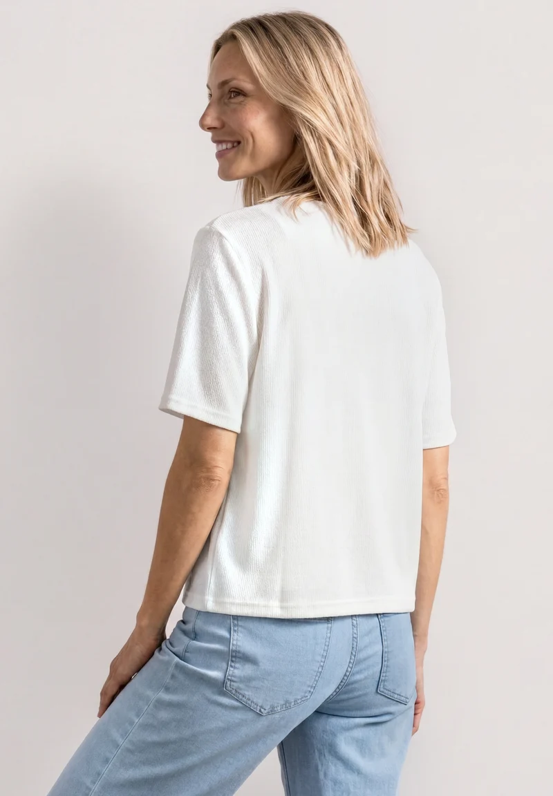 short knit look jacket w.strin, off white