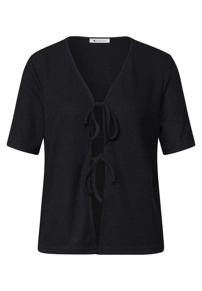 short knit look jacket w.strin, Black