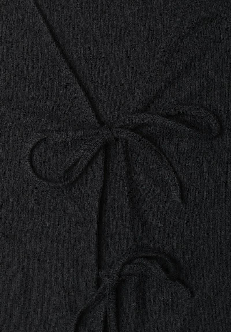 short knit look jacket w.strin, Black