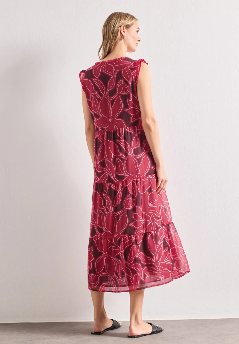Chiffon Maxi Dress_printed, salsa red