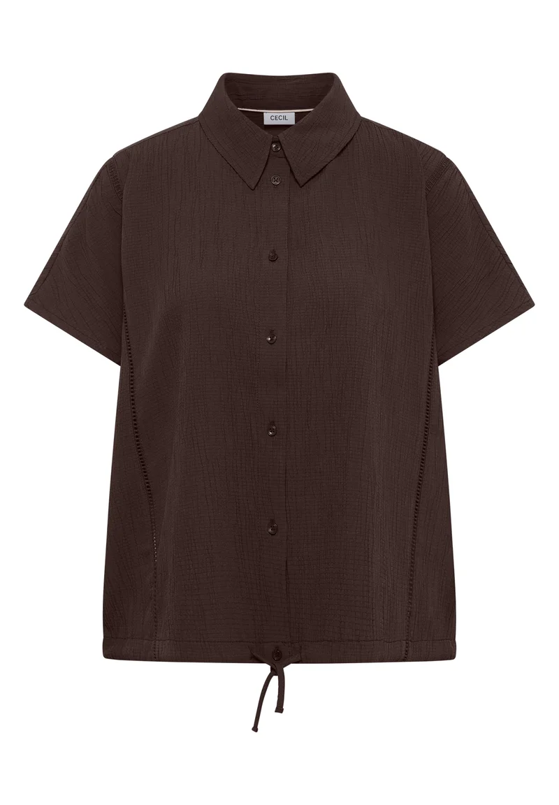 Solid Structure Blouse, brown cacao