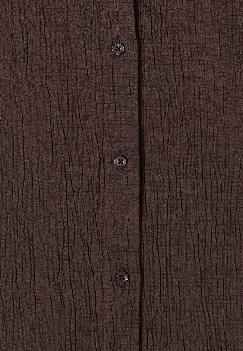 Solid Structure Blouse, brown cacao