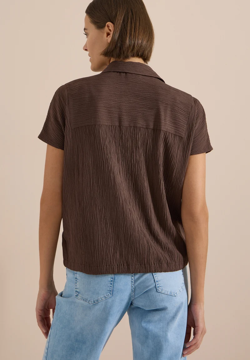 Solid Structure Blouse, brown cacao