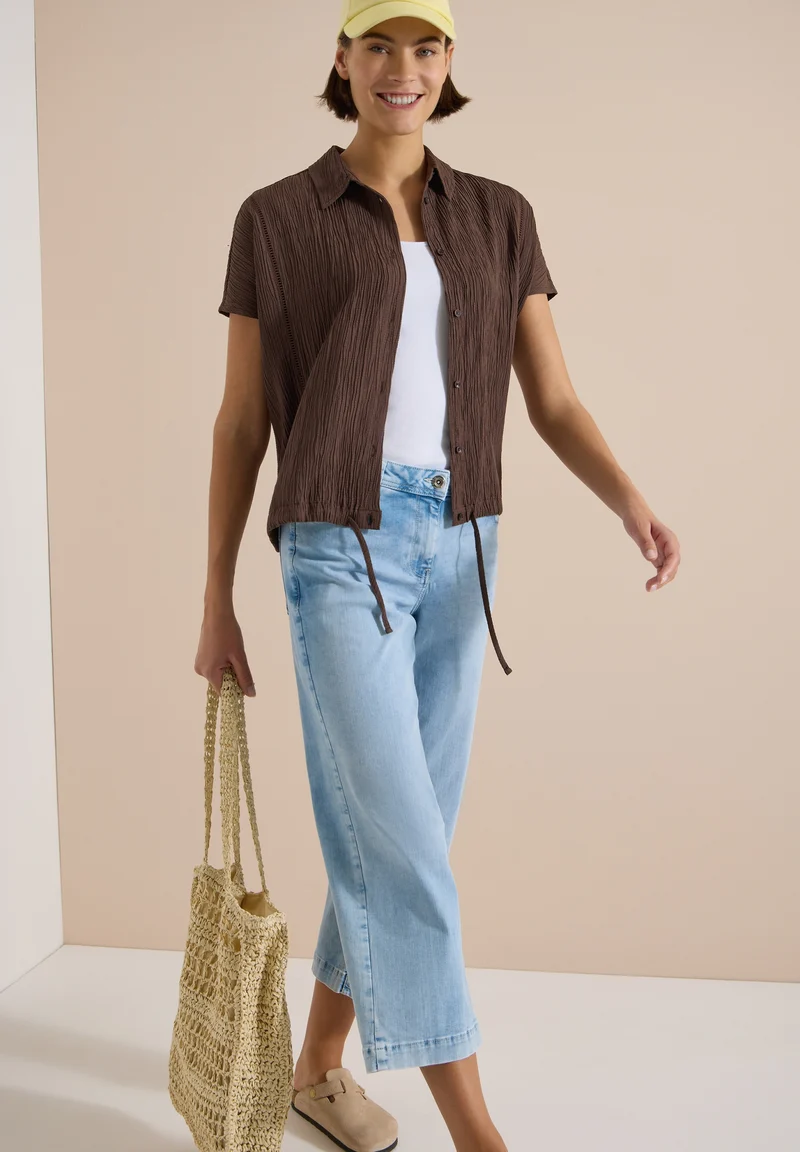 Solid Structure Blouse, brown cacao