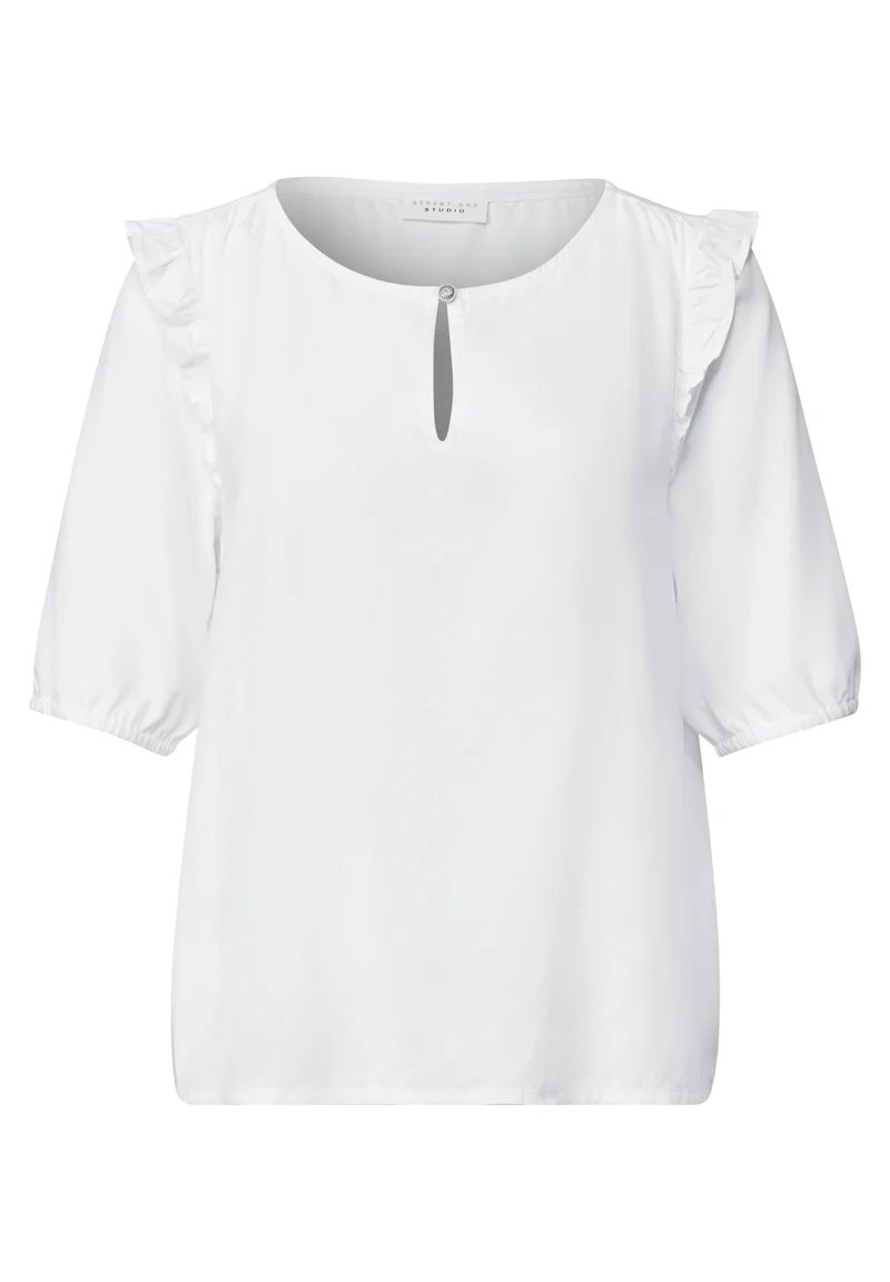 Studio_Roundneck blouse w vola, White