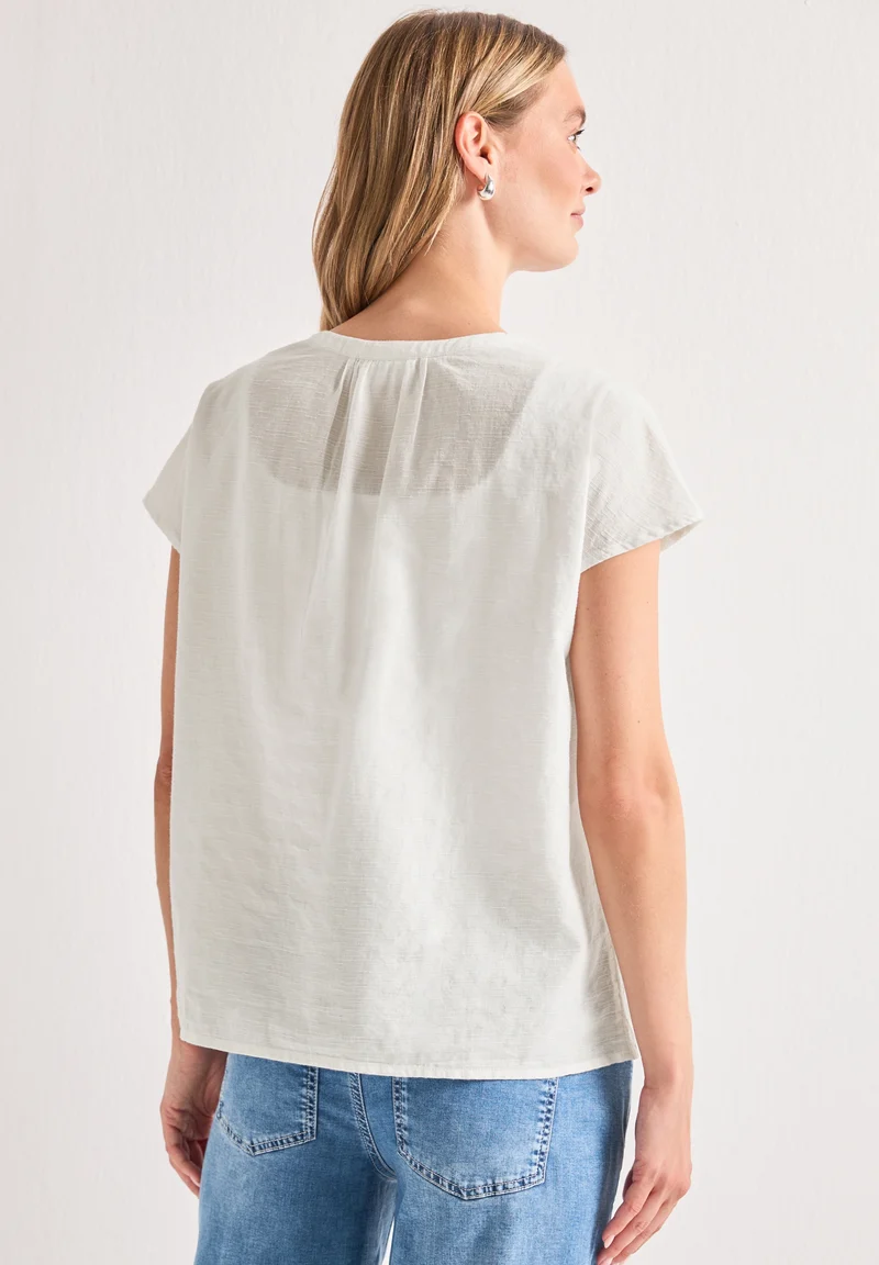 Buttoned splitneck blouse w ta, off white