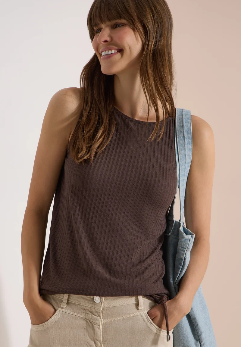 Rib Structure Top, brown cacao