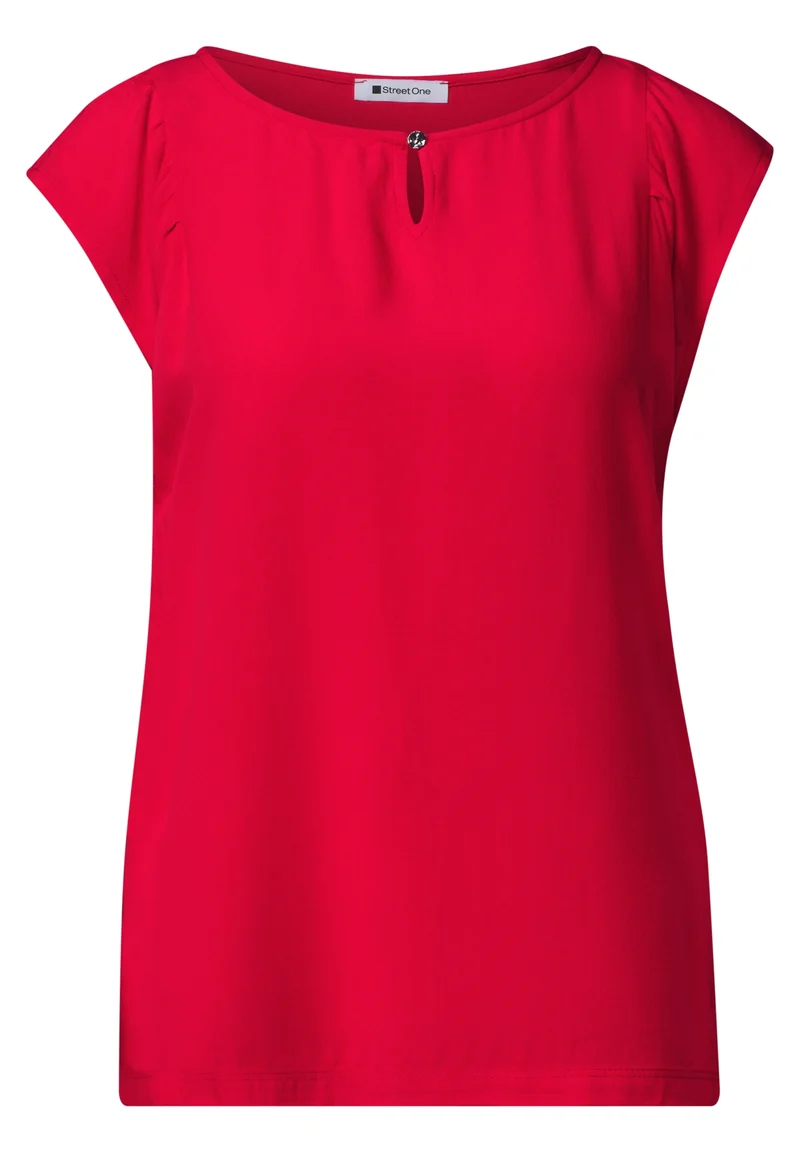 mat-mix top w.gathering and de, salsa red