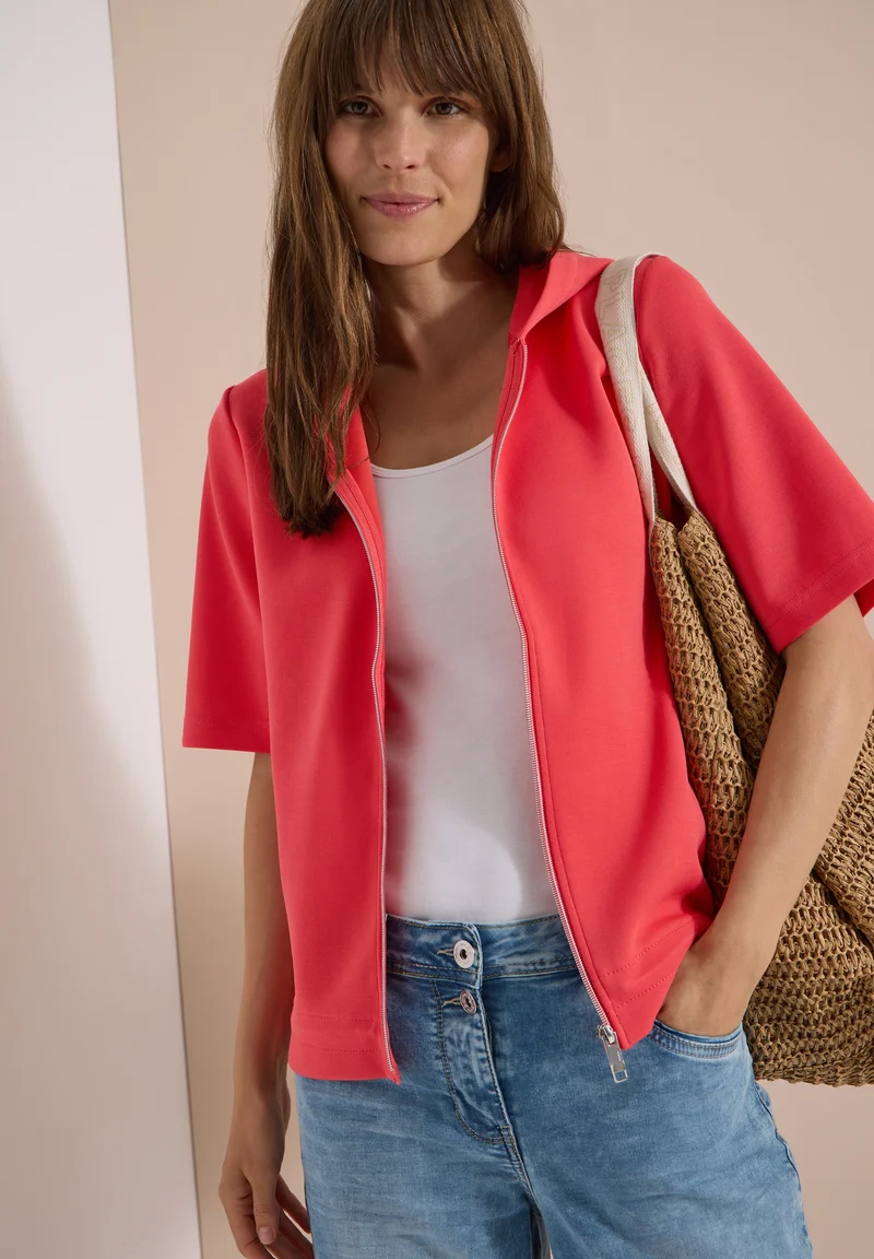 TOS Solid T-Shirt Jacket, coral