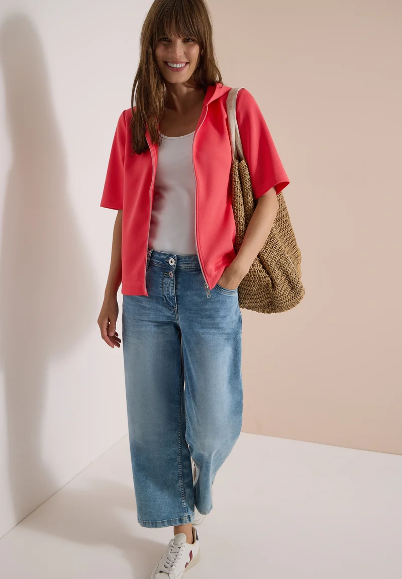 TOS Solid T-Shirt Jacket, coral