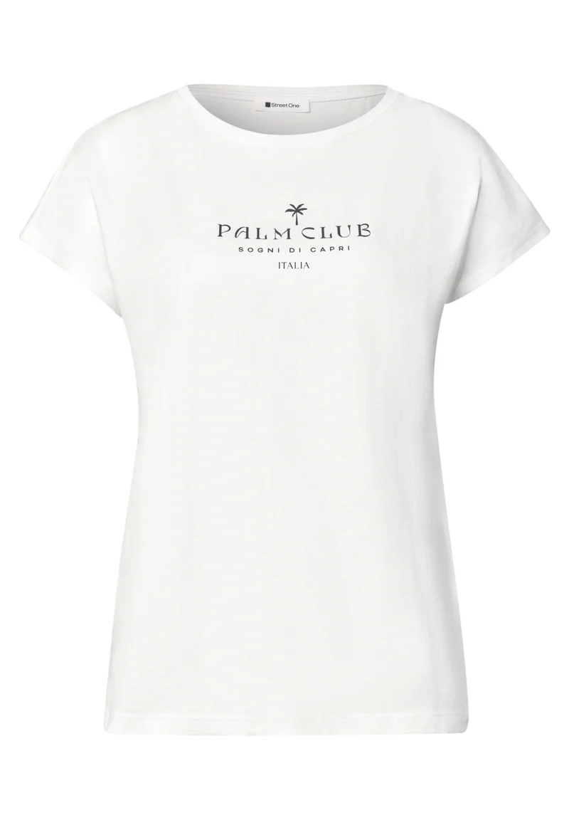 basic wording print shirt, off white