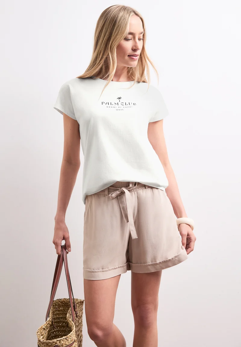 basic wording print shirt, off white