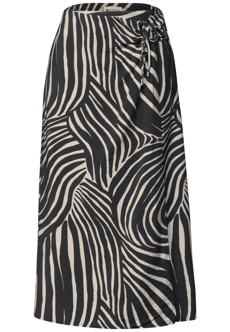 Viscose Wrap Skirt_AOP, Black