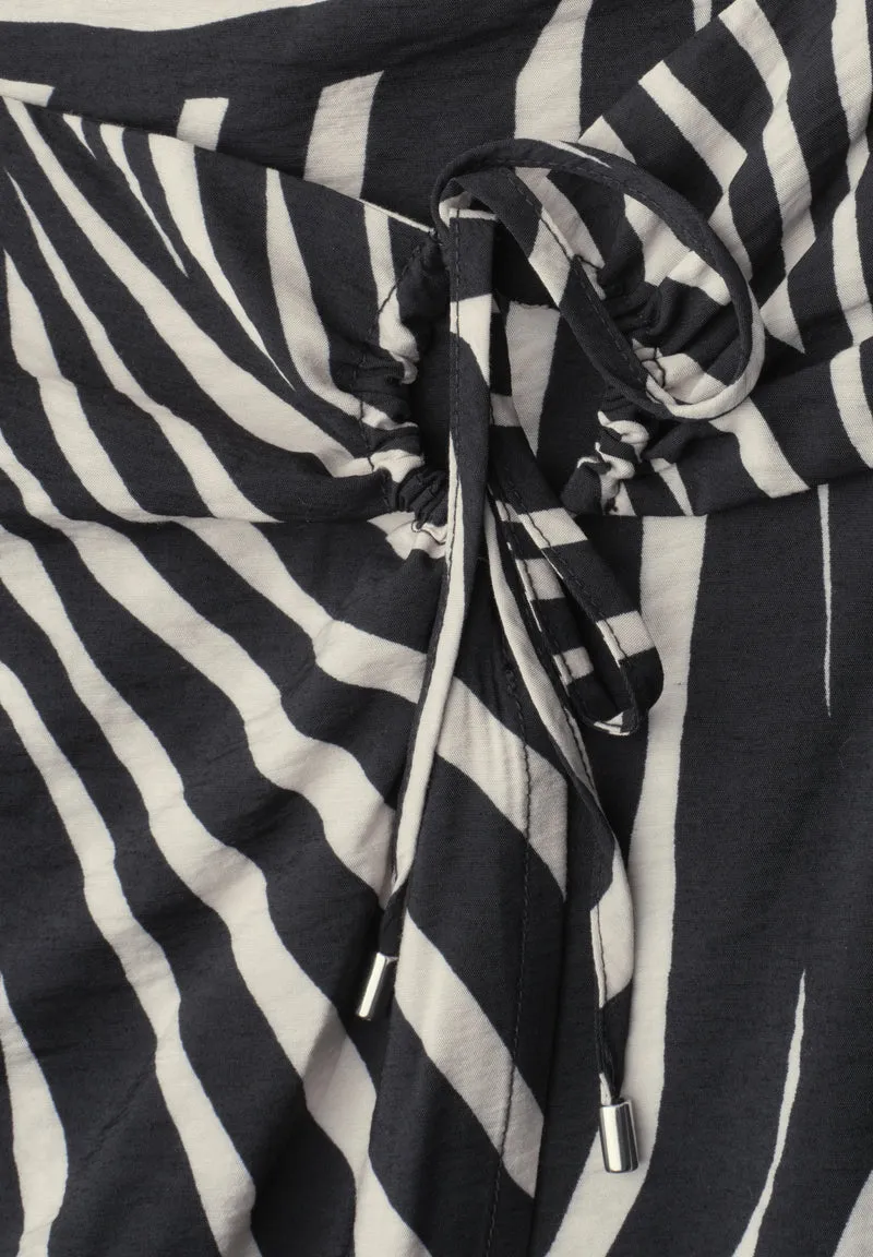Viscose Wrap Skirt_AOP, Black