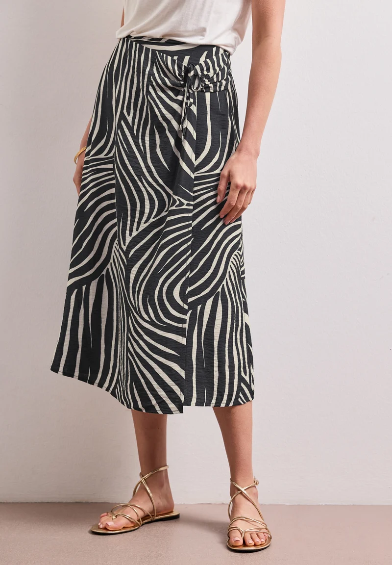 Viscose Wrap Skirt_AOP, Black