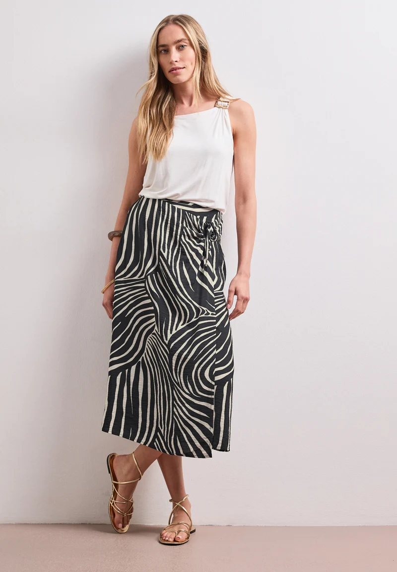 Viscose Wrap Skirt_AOP, Black