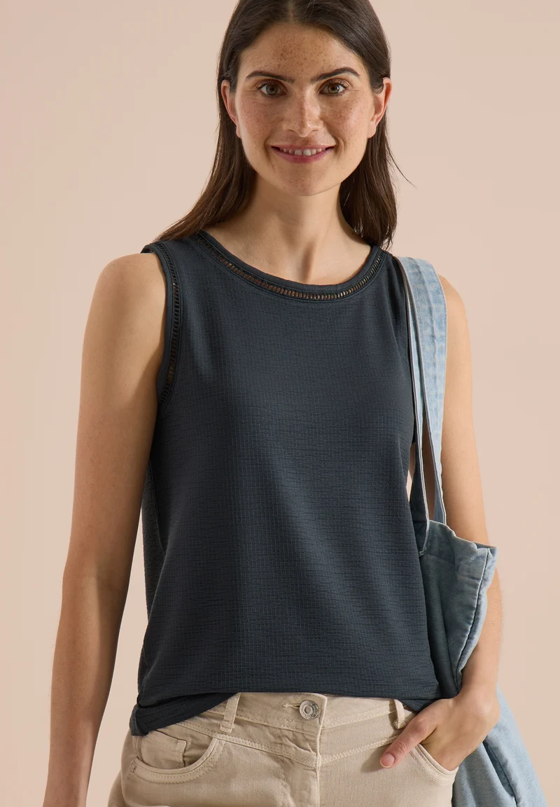Structured Lace Detail Top, palm breeze green