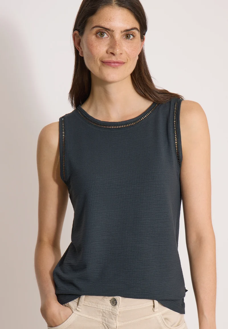 Structured Lace Detail Top, palm breeze green