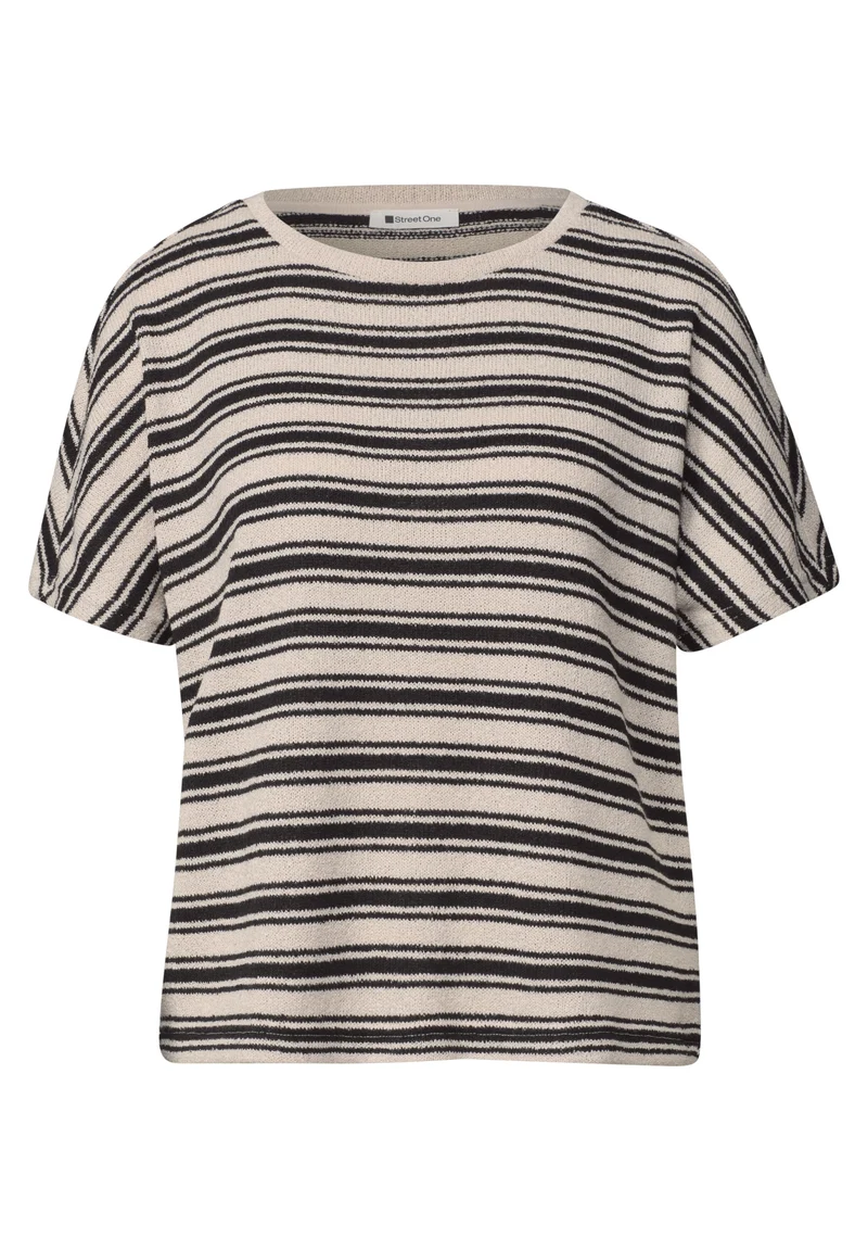 knit look yds stripe shirt, Black