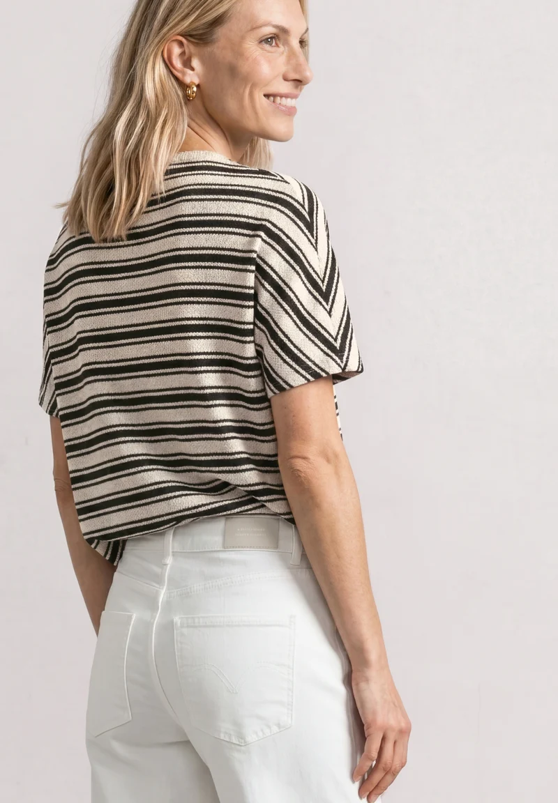 knit look yds stripe shirt, Black