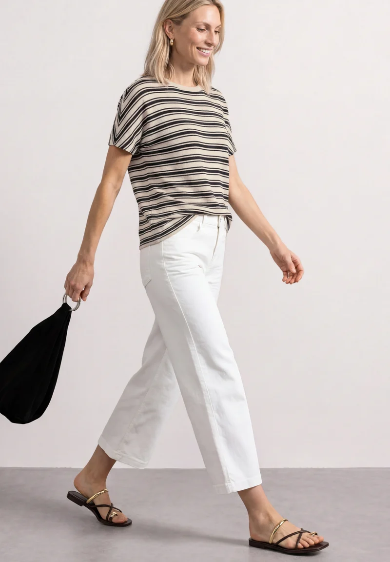 knit look yds stripe shirt, Black