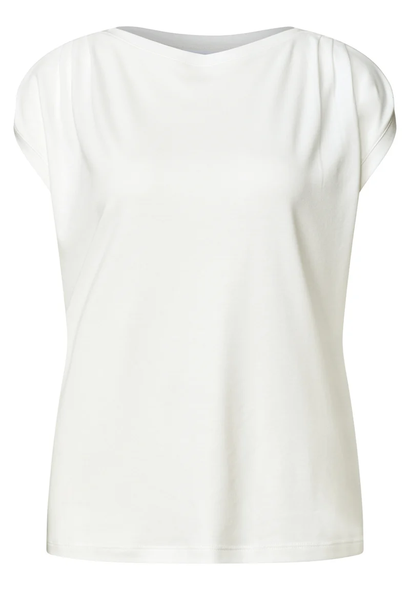 shirt w.pleated shoulder, off white