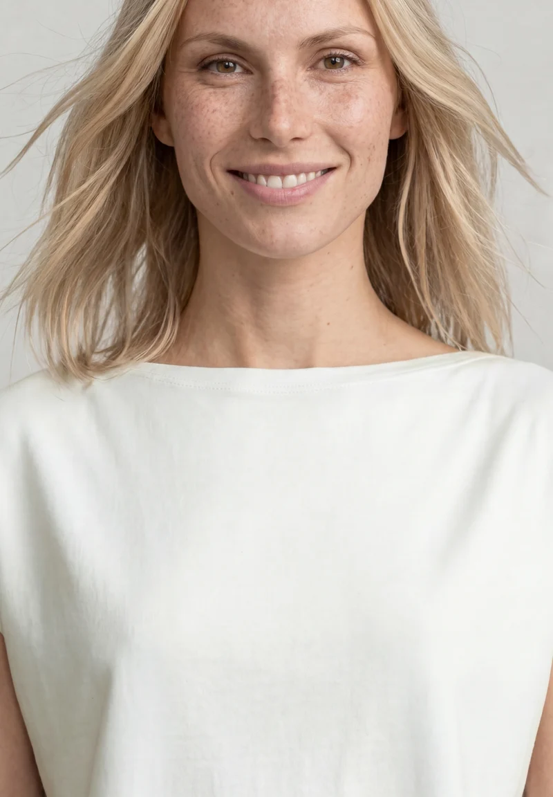 shirt w.pleated shoulder, off white