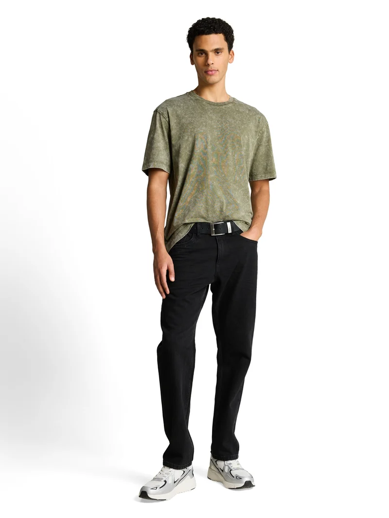 relaxed effect wash t-shirt, Oak Leaf Green