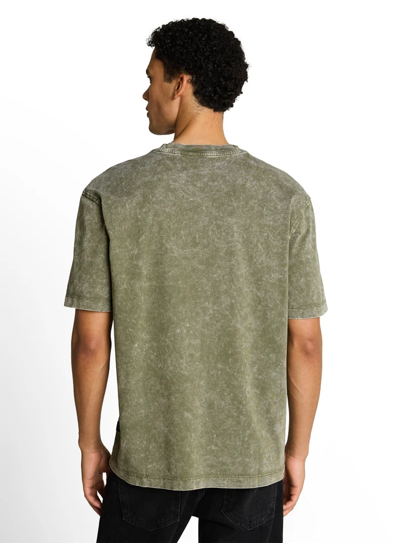 relaxed effect wash t-shirt, Oak Leaf Green